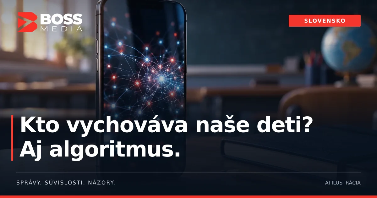 Kto vychováva naše deti?
Aj algoritmus. · AI ilustrácia · symbolické zobrazenie digitálneho prostredia v škole