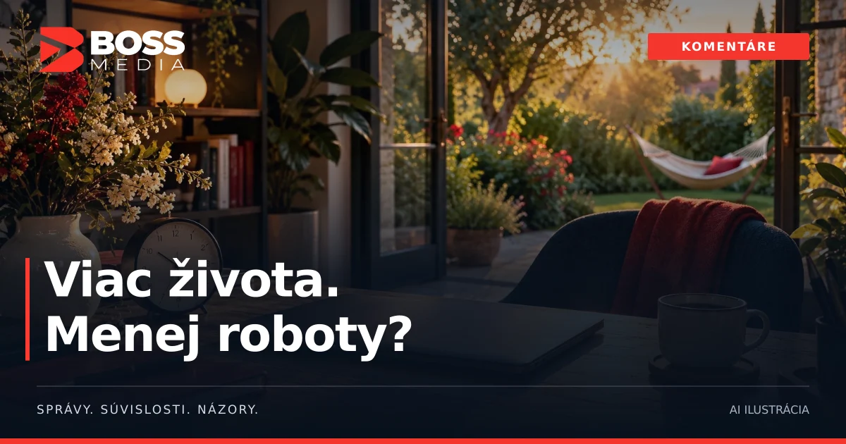 Viac života.
Menej roboty? · AI ilustrácia · pracovný čas a oddych